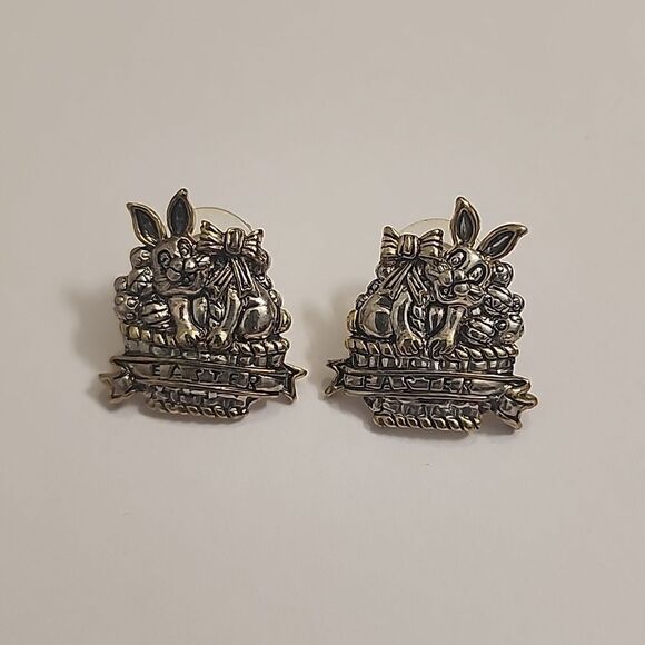 MJ Vintage Easter Earrings Gold and Silver Tone - Picture 1 of 2